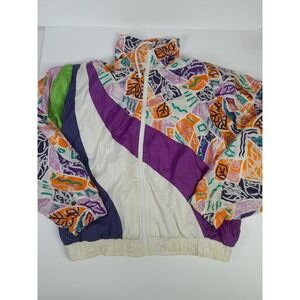 Vtg 80s 90s Sergio Tacchini Mock Neck Windbreaker Retro Jacket Women  Sz 8